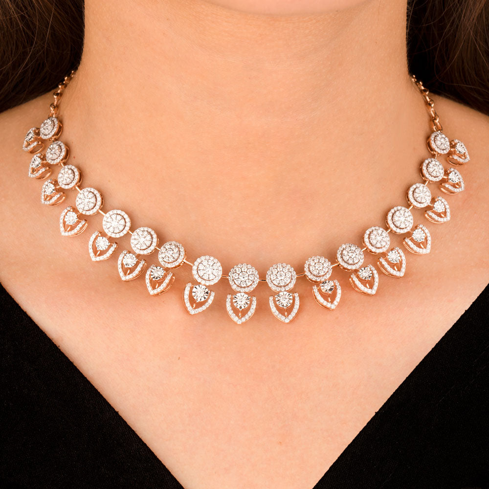 18K Rose Gold Diamond Necklace - 6.168ct VS-SI-GH