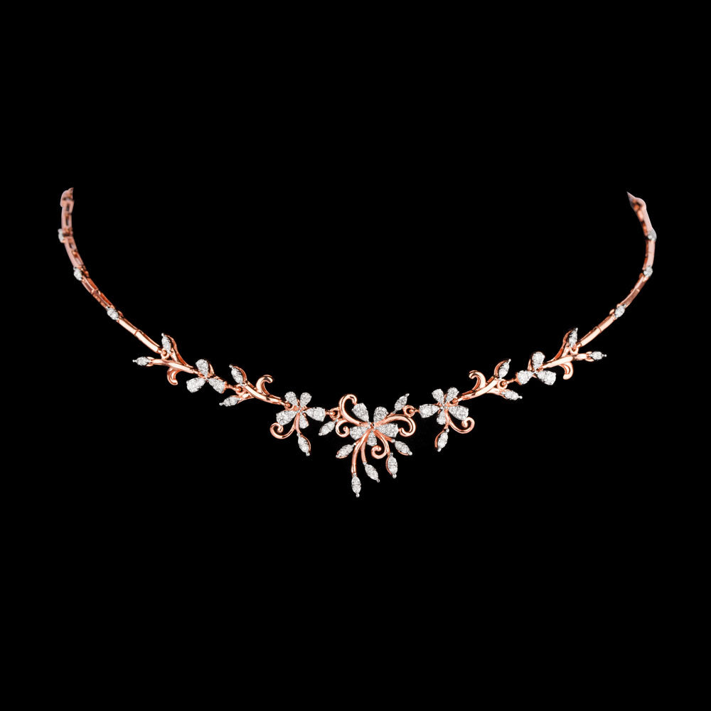 18K Rose Gold Diamond Necklace - 1.377ct VVS-GH