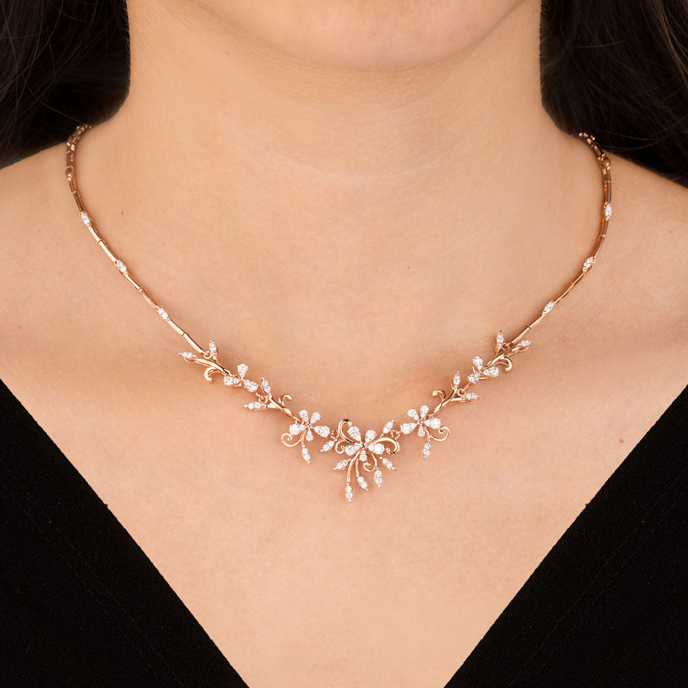 18K Rose Gold Diamond Necklace - 1.377ct VVS-GH