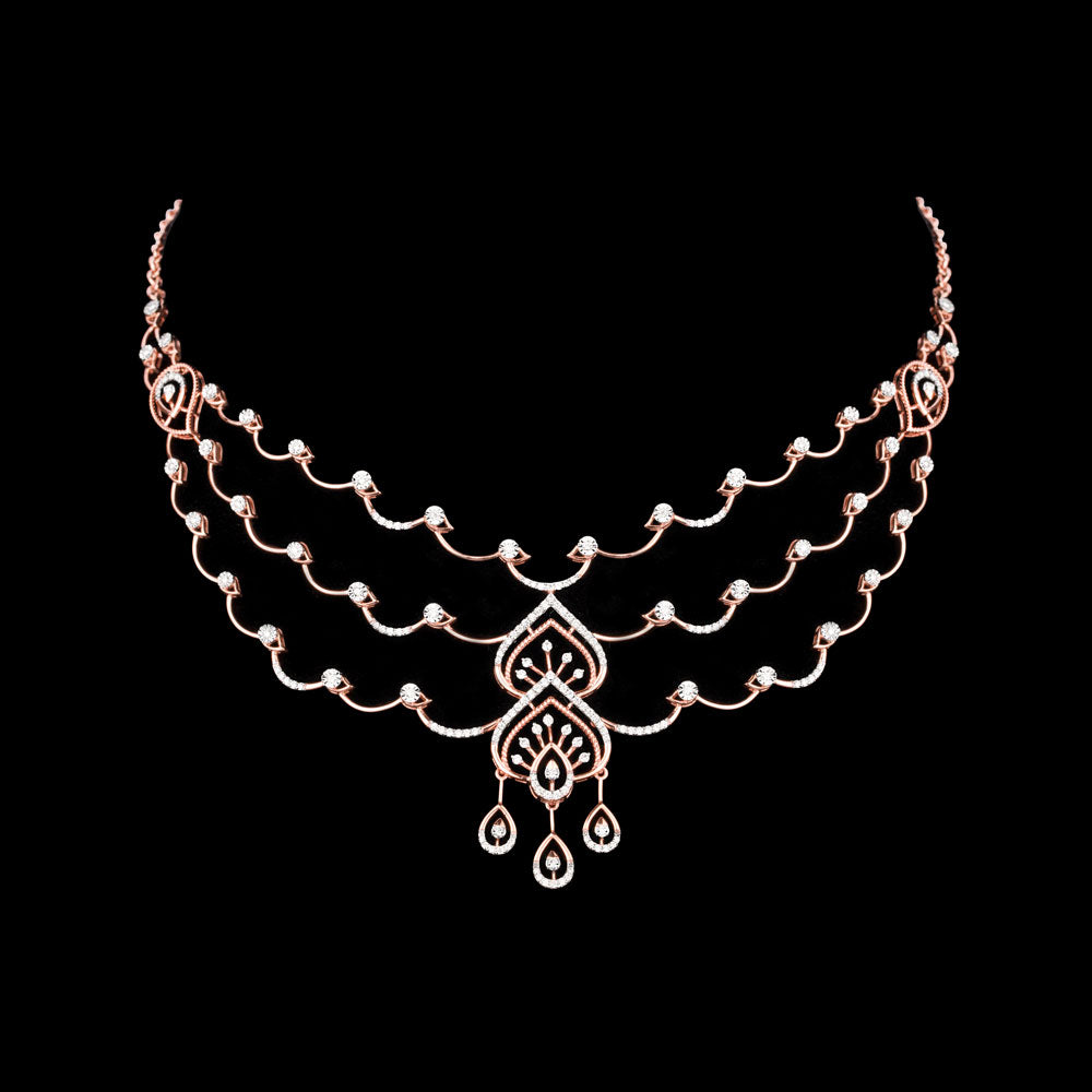 14K Rose Gold Diamond Necklace - 1.287ct VVS-VS-GH