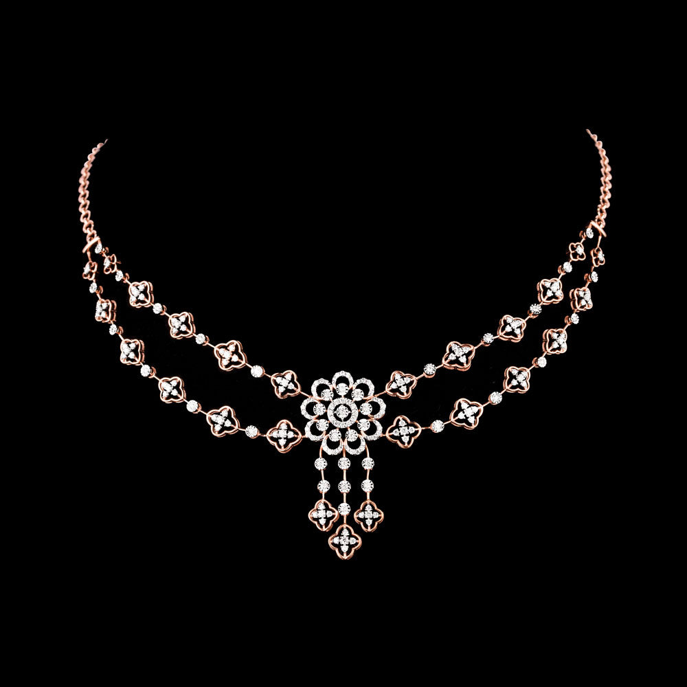 14K Rose Gold Diamond Necklace - 1.806ct VVS-VS-GH