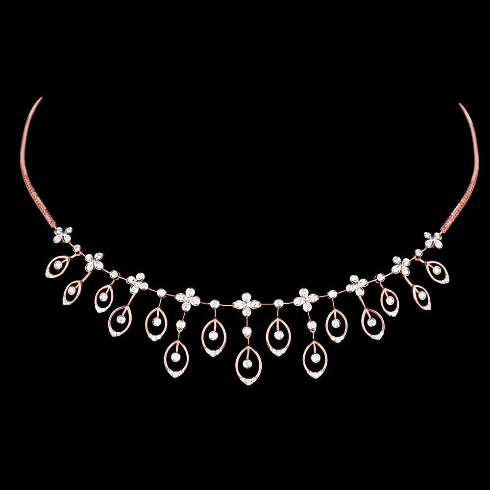 14K Rose Gold Diamond Necklace - 1.048ct VS-SI-GH