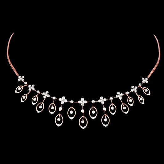 14K Rose Gold Diamond Necklace - 1.048ct VS-SI-GH