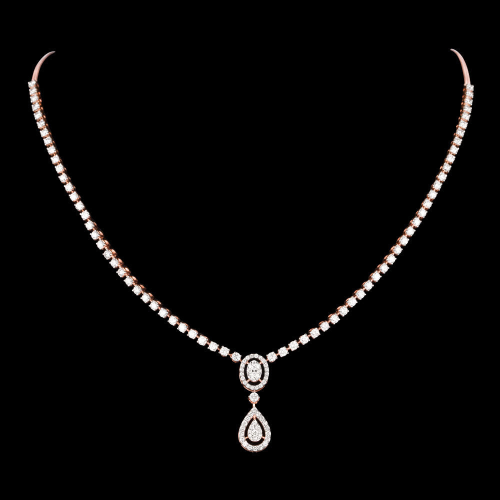 14K Rose Gold Diamond Necklace - 3.194ct VVS-VS-GH