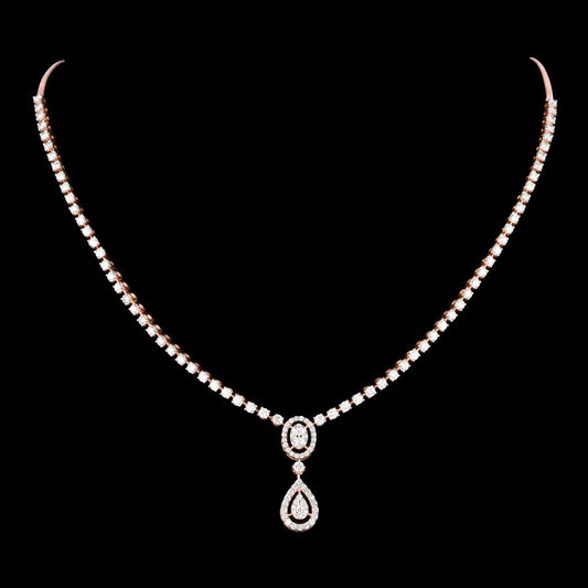 14K Rose Gold Diamond Necklace - 3.194ct VVS-VS-GH