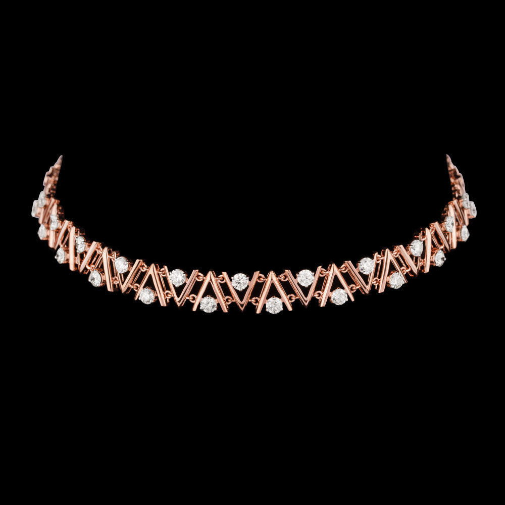 18K Rose Gold Diamond Necklace - 6.98ct VS-SI-JK