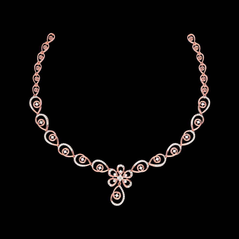 18K Rose Gold Diamond Necklace - 2ct VVS-VS-GH
