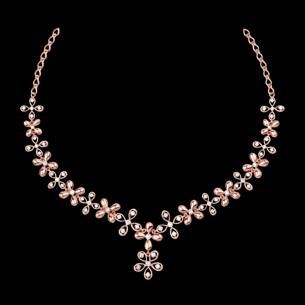 14K Rose Gold Diamond Necklace - 2.56ct VVS-VS-GH