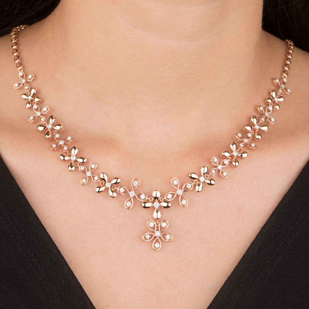 14K Rose Gold Diamond Necklace - 2.56ct VVS-VS-GH