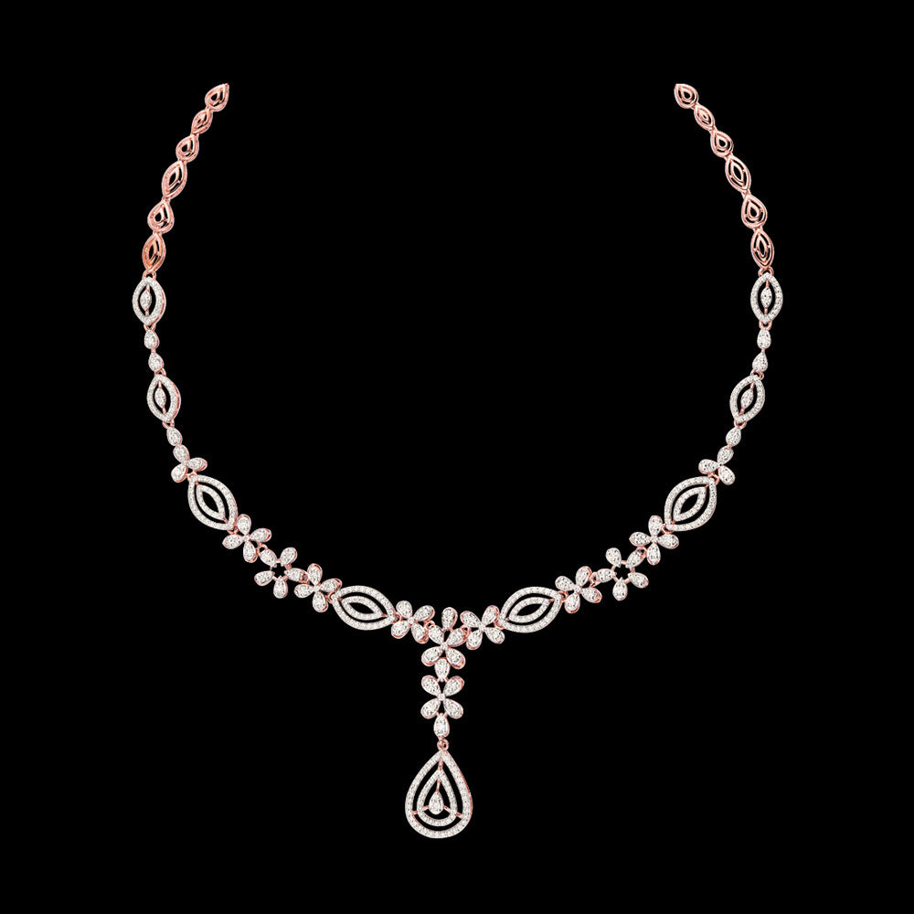 14K Rose Gold Diamond Necklace - 4.393ct VVS-VS-HIJ