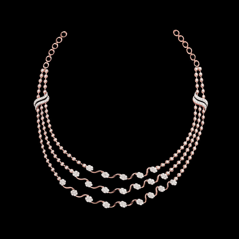18K Rose Gold Diamond Necklace - 5.917ct VVS-VS-GH