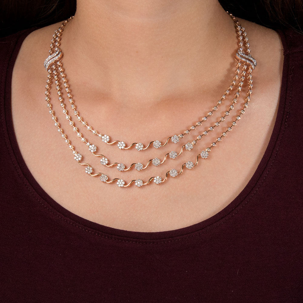 18K Rose Gold Diamond Necklace - 5.917ct VVS-VS-GH