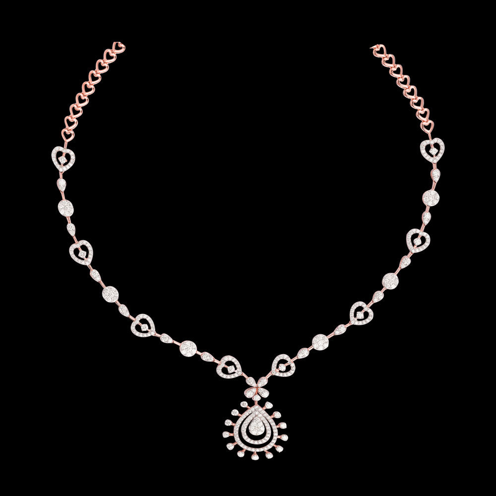 18K Rose Gold Diamond Necklace - 4.659ct VVS-VS-GHI