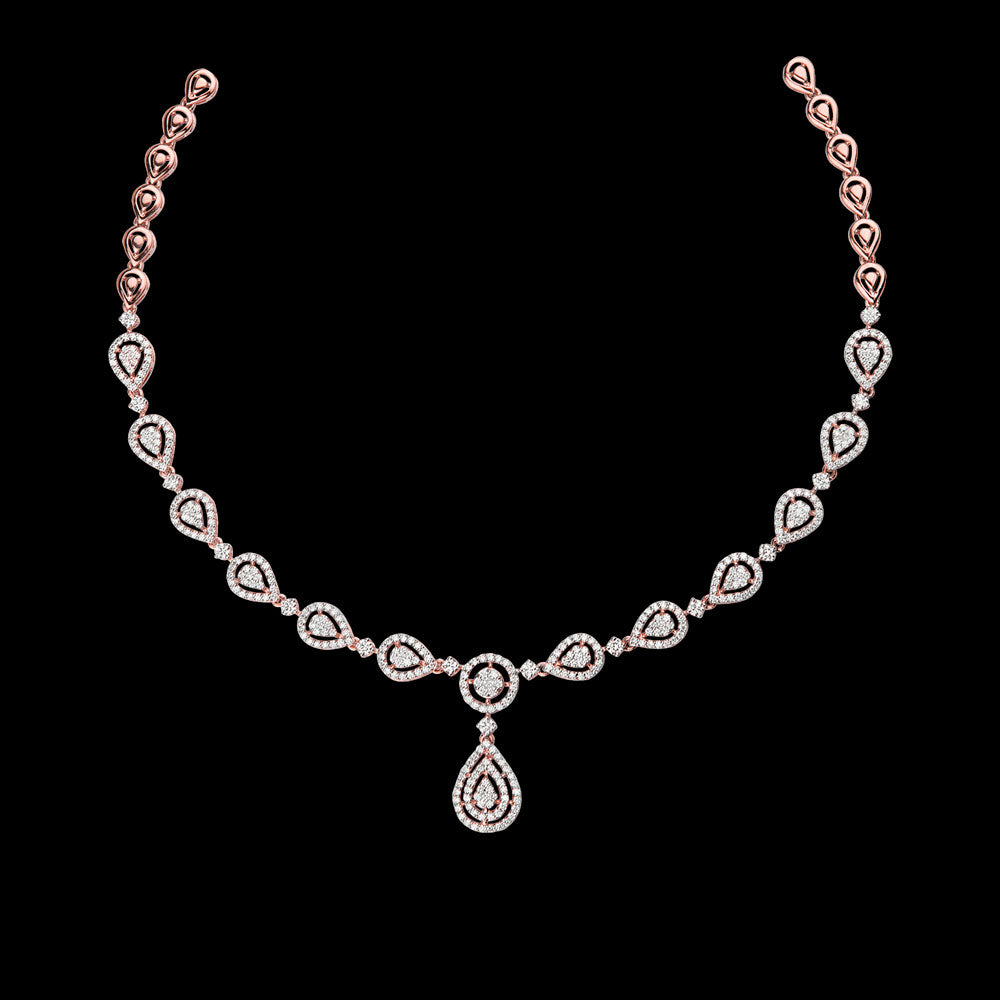 18K Rose Gold Diamond Necklace - 4.26ct VVS-VS-GH