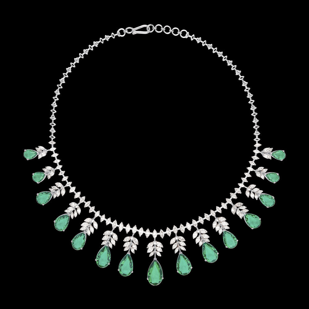 18K Rose Gold Diamond Necklace - 9.928ct VS-SI-GH with Colour Stones
