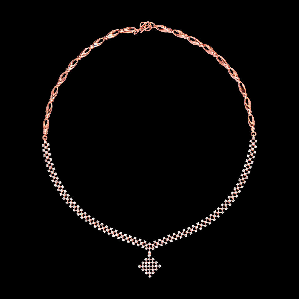 14K Rose Gold Diamond Necklace - 1.405ct VVS-VS-GH