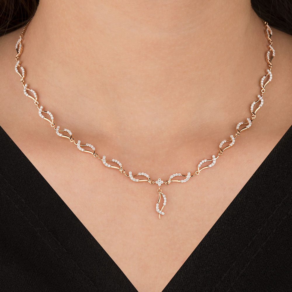 18K Rose Gold Diamond Necklace - 1.053ct VVS-VS-HI
