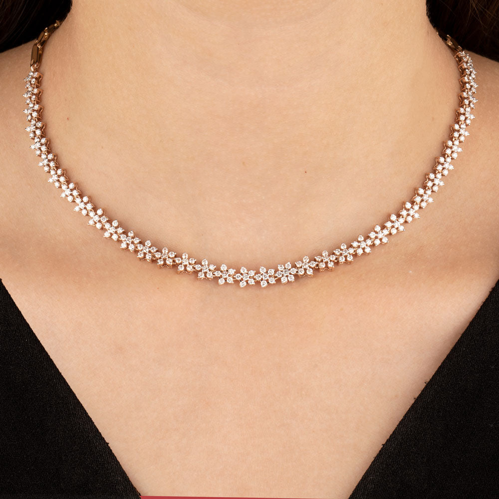 14K Rose Gold Diamond Necklace - 3.718ct VVS-VS-HI