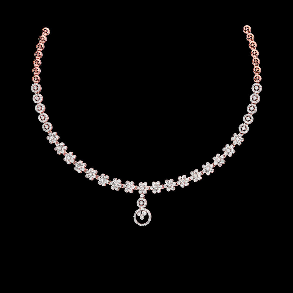 18K Rose Gold Diamond Necklace - 3.54ct VVS-VS-GH