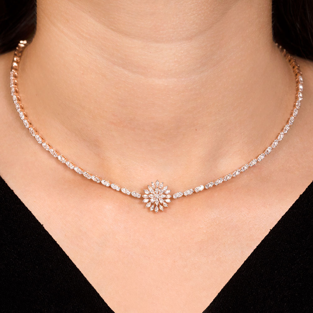 18K Rose Gold Diamond Necklace - 2.431ct VVS-EF