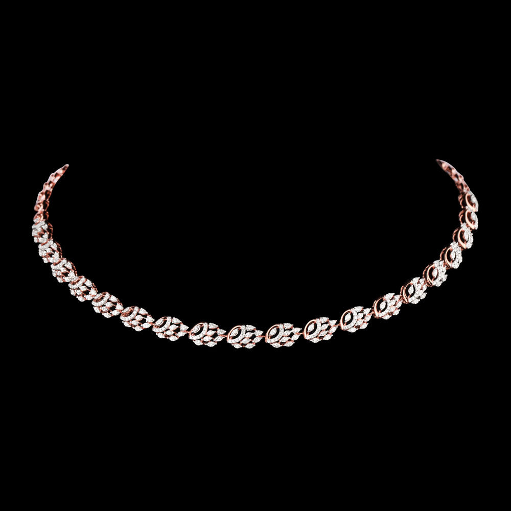 18K Rose Gold Diamond Necklace - 3.705ct VVS-EF