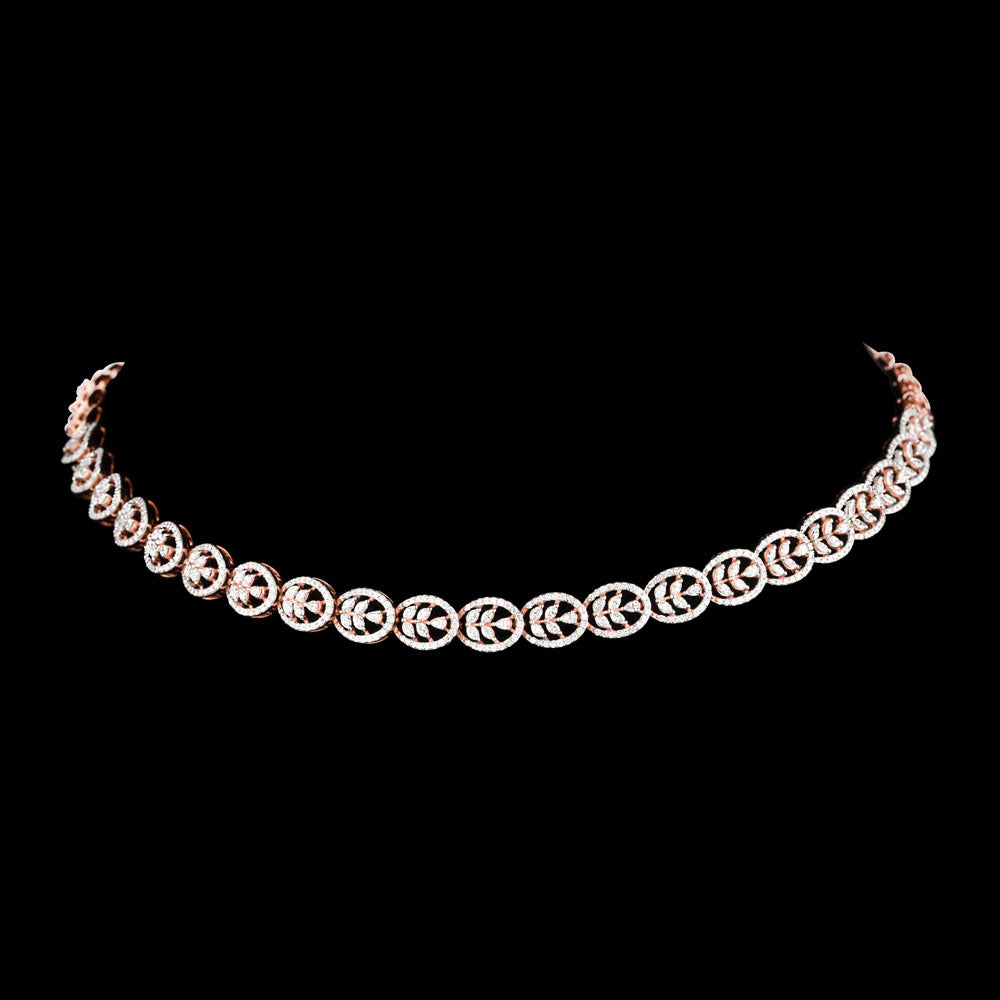18K Rose Gold Diamond Necklace - 3.848ct VVS-EF