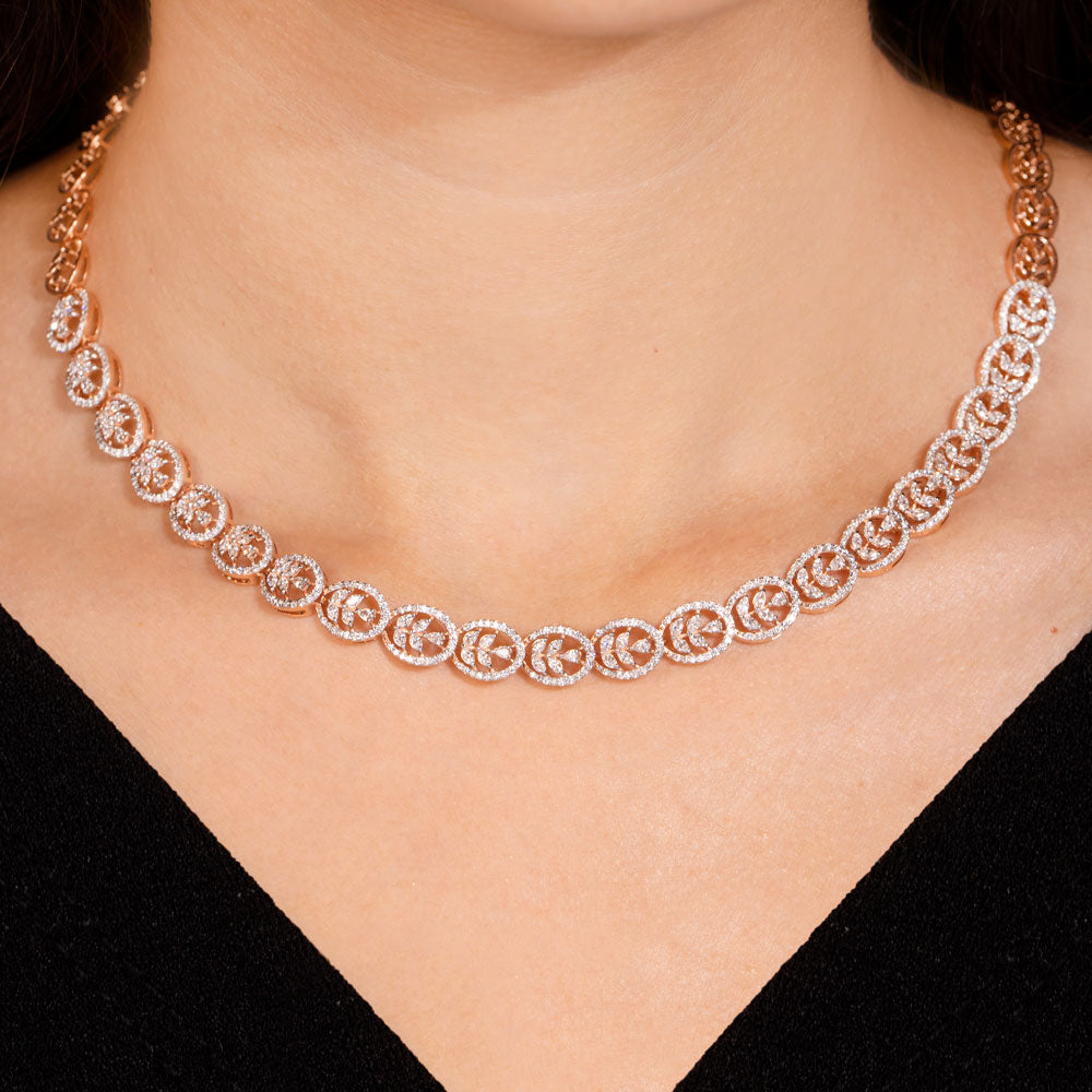 18K Rose Gold Diamond Necklace - 3.848ct VVS-EF