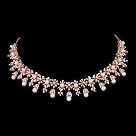 18K Rose Gold Diamond Necklace - 7.78ct VVS-EF with Colour Stones