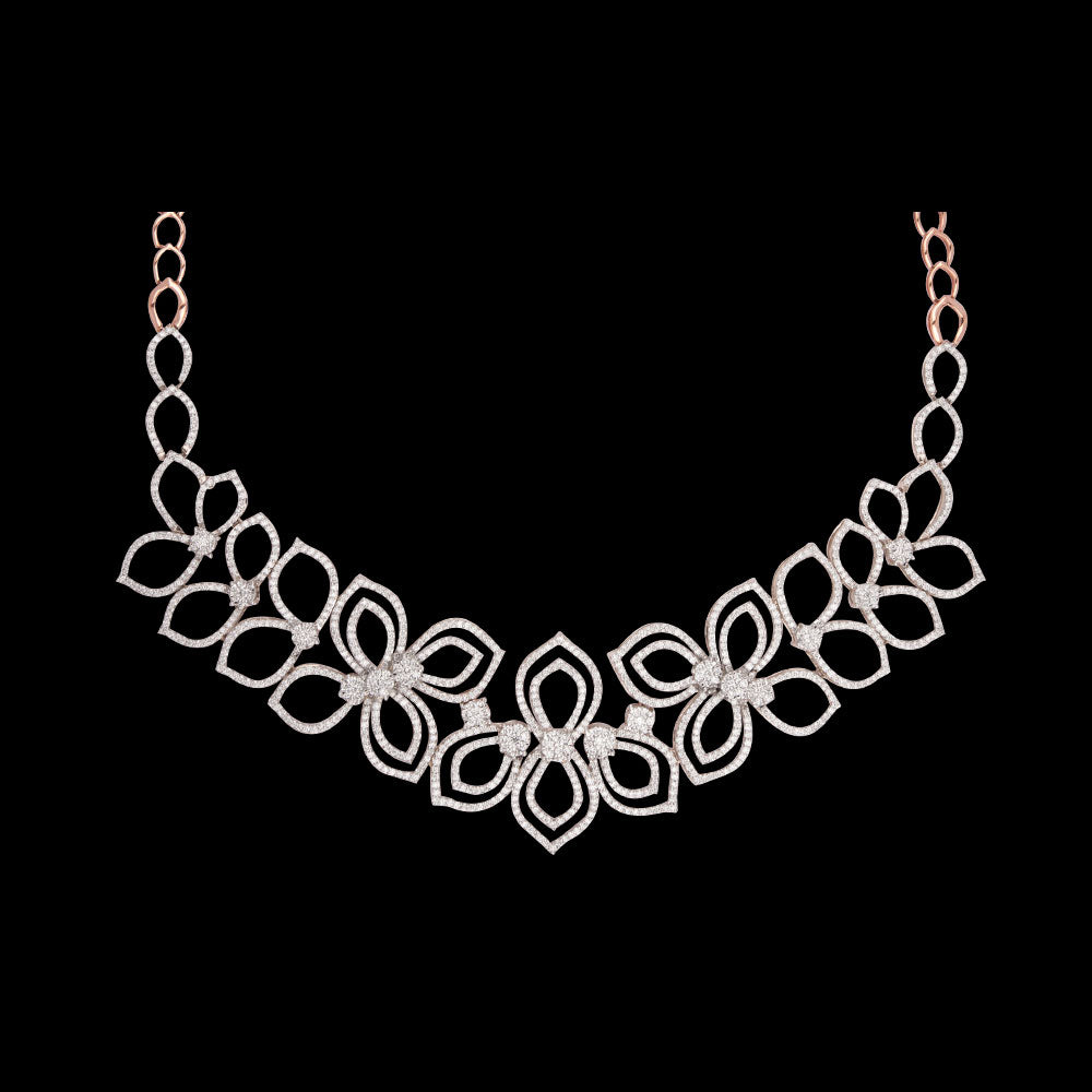 14K Rose Gold Diamond Necklace - 5.83ct VS-SI-FG