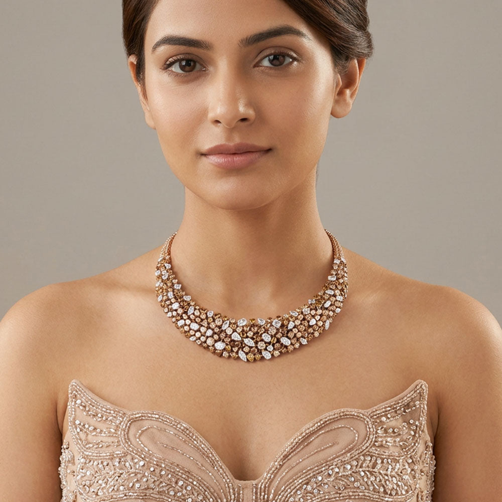 14K Rose Gold Diamond Necklace - 44.33ct SI-WK