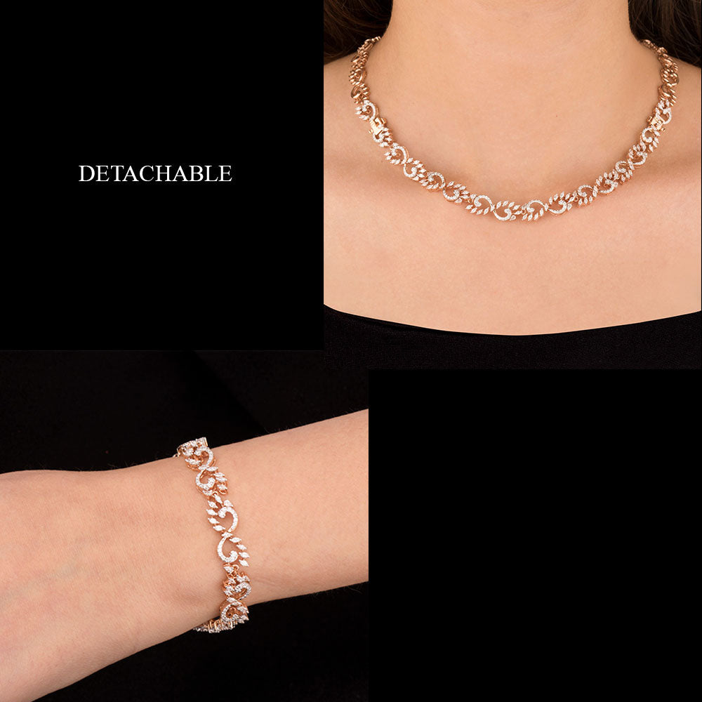 18K Rose Gold Diamond Necklace - 2.887ct VVS-EF