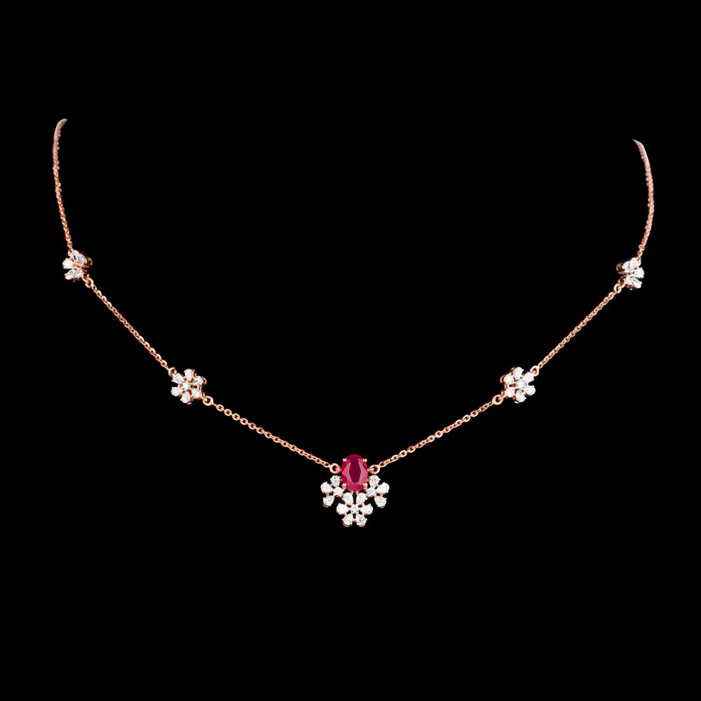 18K Rose Gold Diamond Jewellery - 1.191ct VVS-EF with Colour Stones