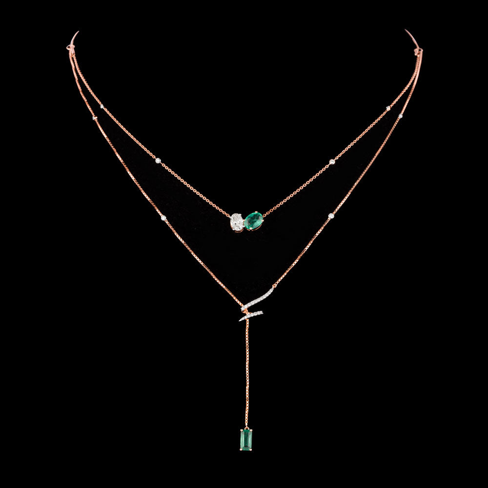 18K Rose Gold Diamond Chain - 0.759ct VVS-VS-GH with Colour Stones