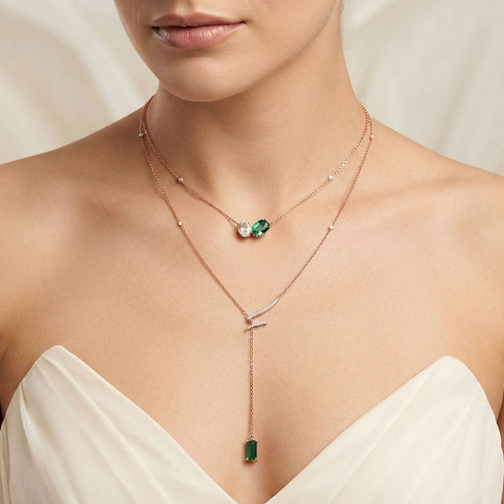 18K Rose Gold Diamond Chain - 0.759ct VVS-VS-GH with Colour Stones