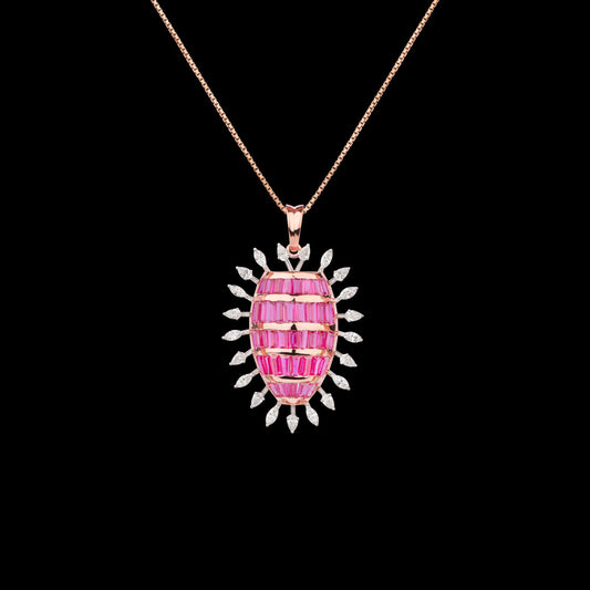 18K Rose Gold Diamond Pendant - 0.91ct VVS-EF with Colour Stones