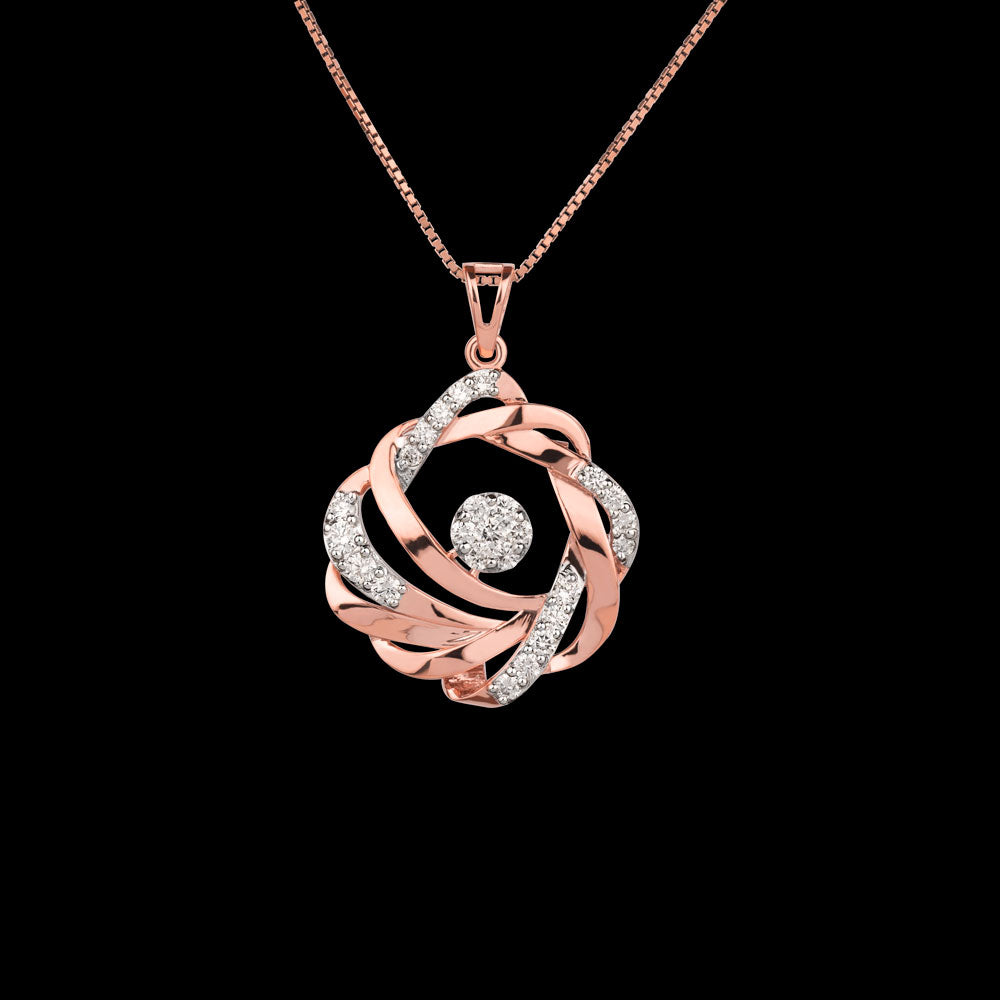 14K Rose Gold Diamond Pendant - 0.931ct VVS-VS-GH