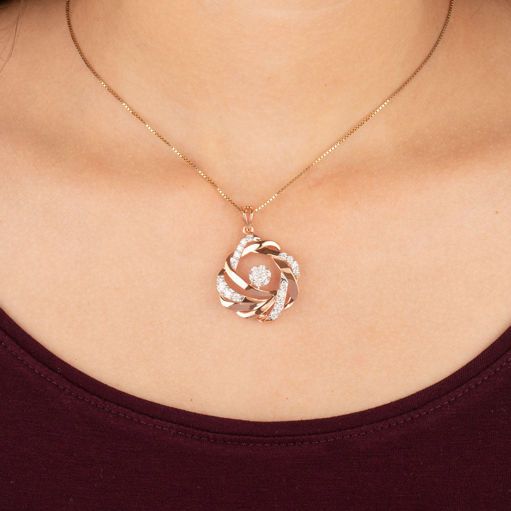 14K Rose Gold Diamond Pendant - 0.931ct VVS-VS-GH