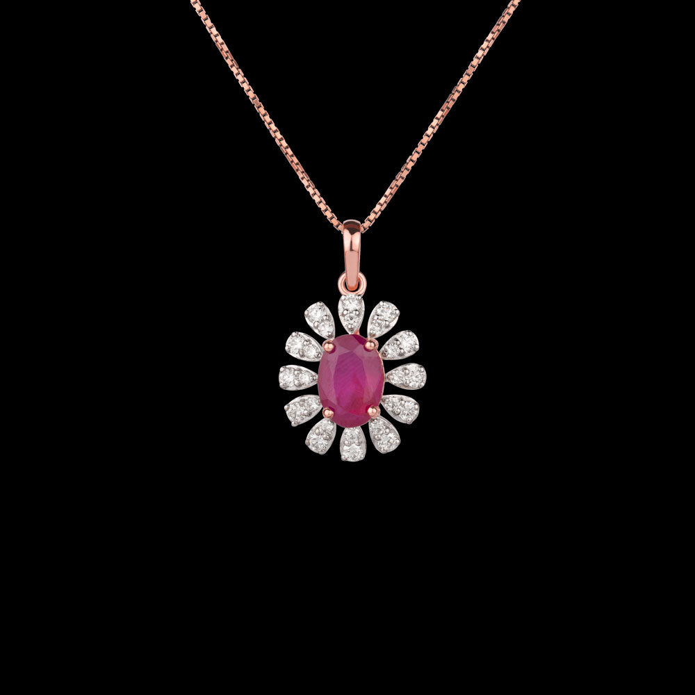 18K Rose Gold Diamond Pendant - 0.697ct VS-SI-GH with Colour Stones