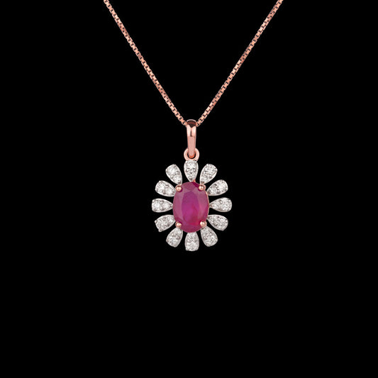 18K Rose Gold Diamond Pendant - 0.697ct VS-SI-GH with Colour Stones