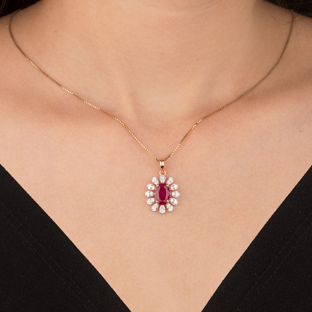 18K Rose Gold Diamond Pendant - 0.697ct VS-SI-GH with Colour Stones