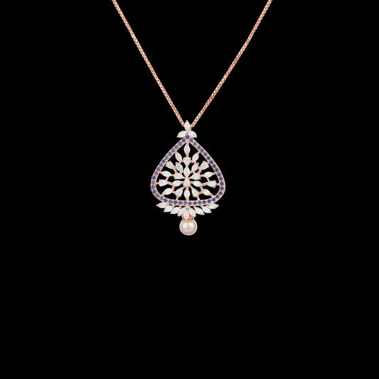 18K Rose Gold Diamond Pendant - 1.246ct VVS-EF with Colour Stones