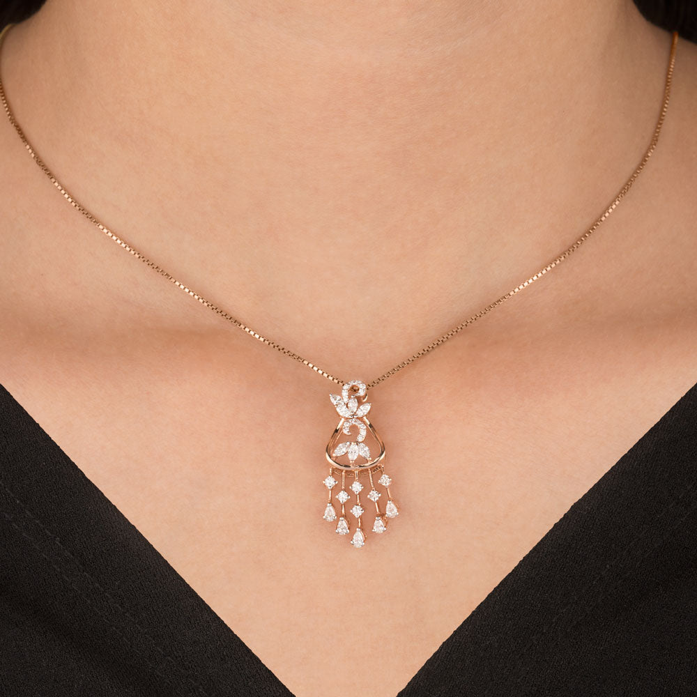 18K Rose Gold Diamond Pendant - 0.682ct VVS-EF