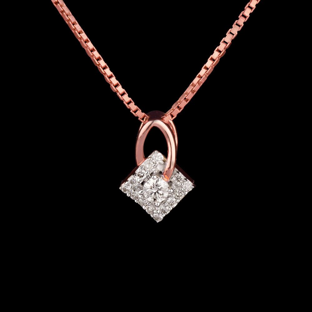 14K Rose Gold Diamond Pendant - 0.14ct SI-IJ