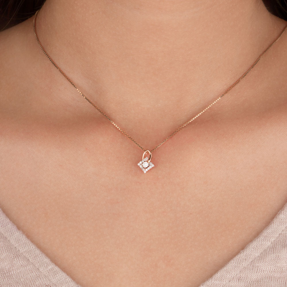 14K Rose Gold Diamond Pendant - 0.14ct SI-IJ