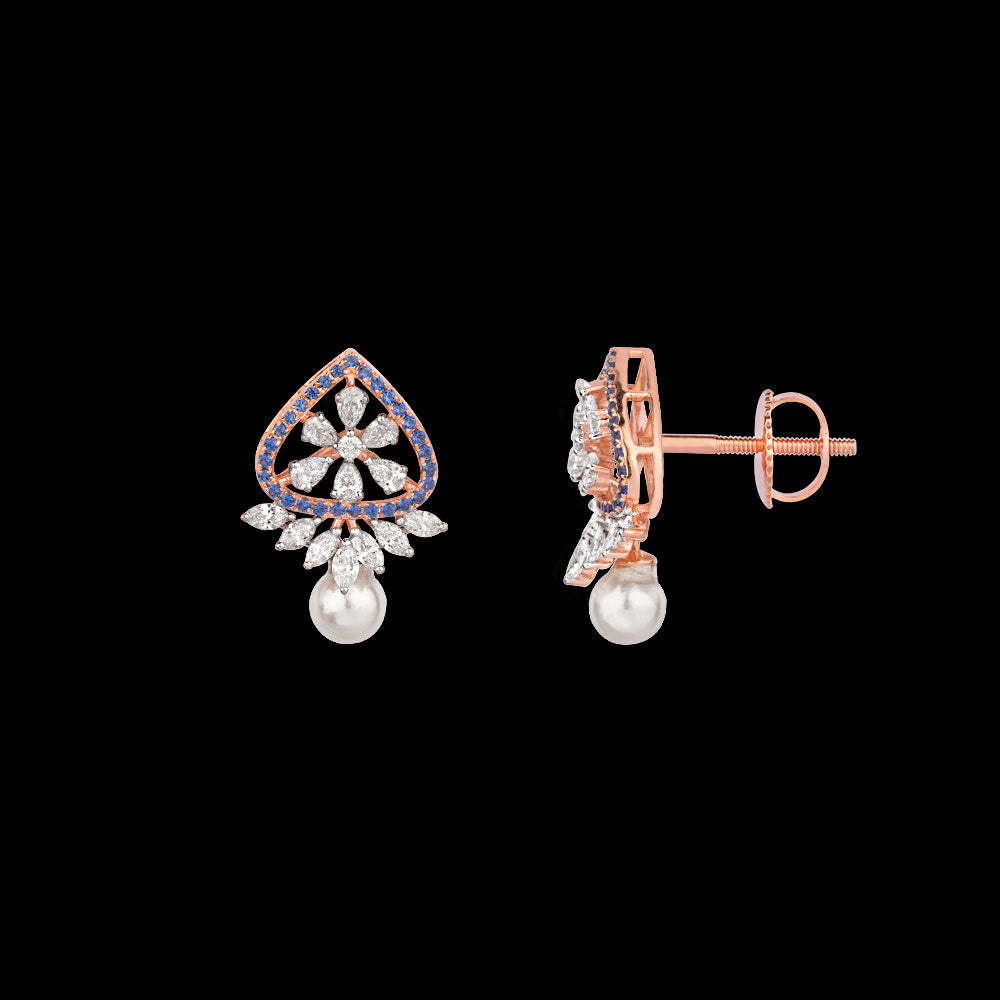 18K Rose Gold Diamond Jewellery - 0.968ct VVS-EF with Colour Stones