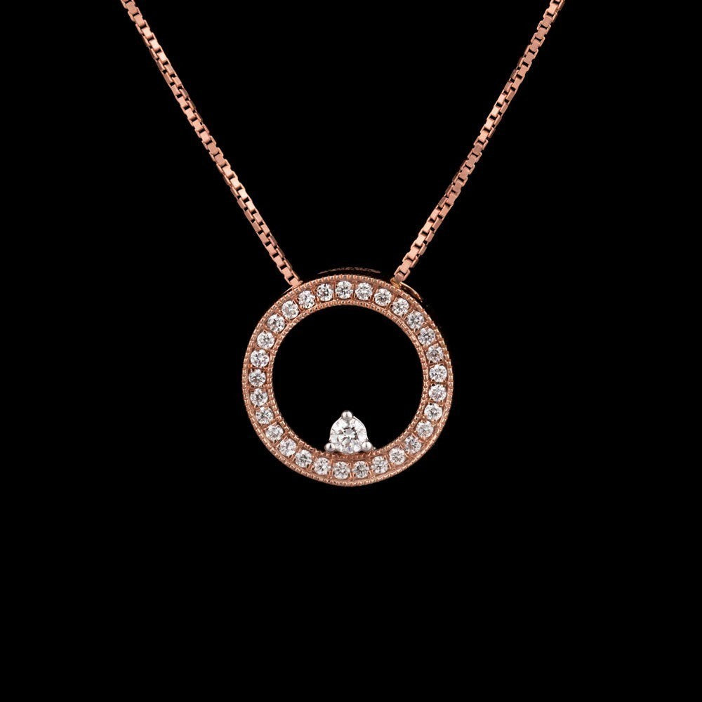 18K Rose Gold Diamond Pendant - 0.25ct VS-GH