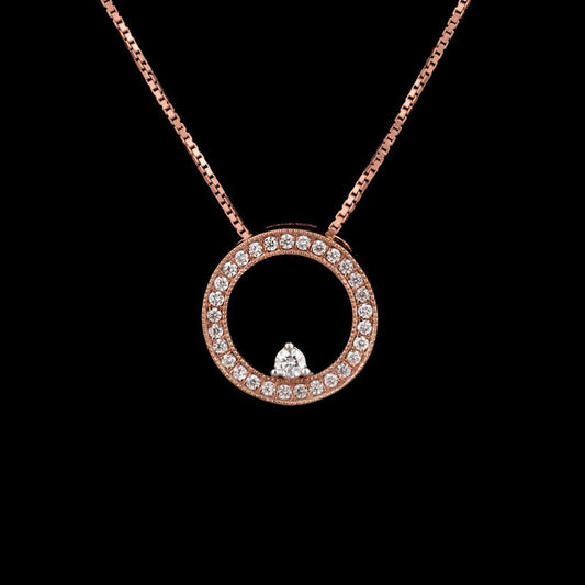 18K Rose Gold Diamond Pendant - 0.25ct VS-GH