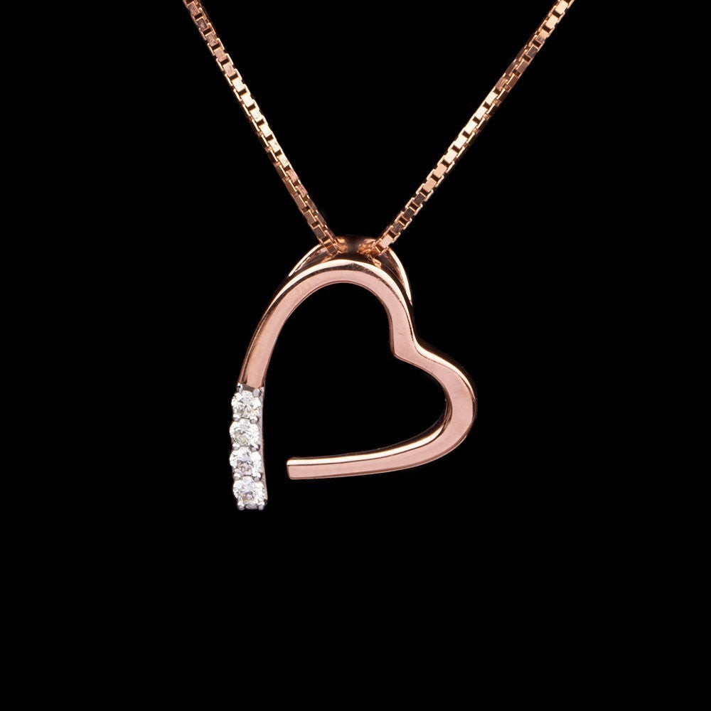 14K Rose Gold Diamond Pendant - 0.1ct VS-IJ