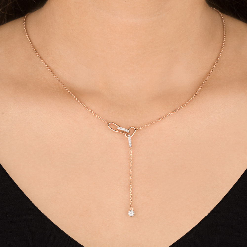 14K Rose Gold Diamond Pendant - 0.104ct VS-SI-GH