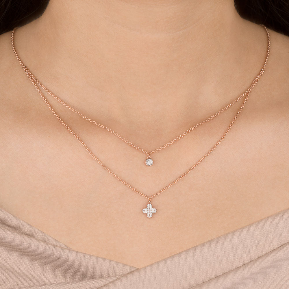 14K Rose Gold Diamond Pendant - 0.133ct VS-SI-GH
